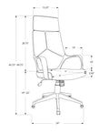 Office Chair, Adjustable Height, Swivel, Ergonomic, Armrests, Computer Desk, Work, Grey Mesh, White Metal, Contemporary, Modern White Foam Polyester