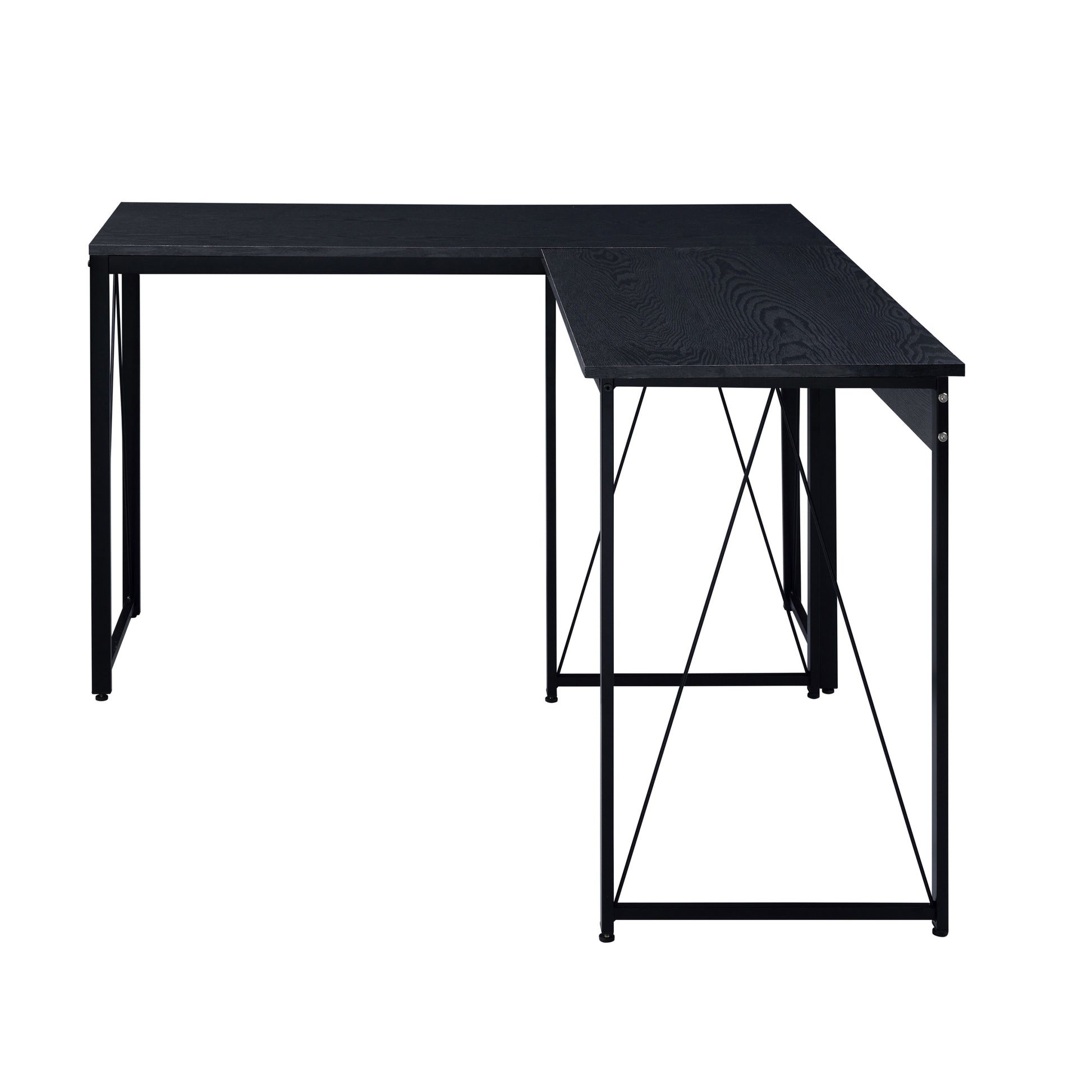 Black 35.5" Writing Desk With Metal Sled Base Black Writting Desk Office Industrial,Rustic Rectangular Wood Metal Sled