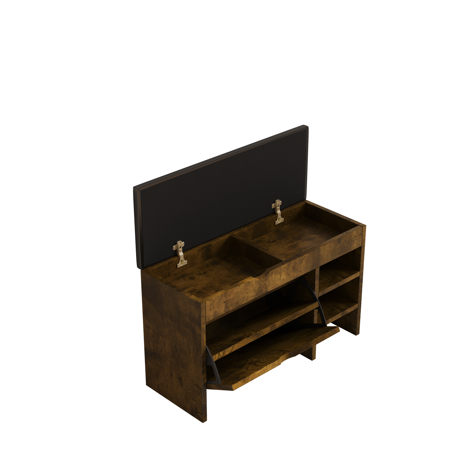 31.49 Inch Black Brown Shoe Stool, Soft Cushion, Soft And Comfortable Cushion, Can Be Placed In The Door, Bedroom And Other Scenes Black Brown Mdf