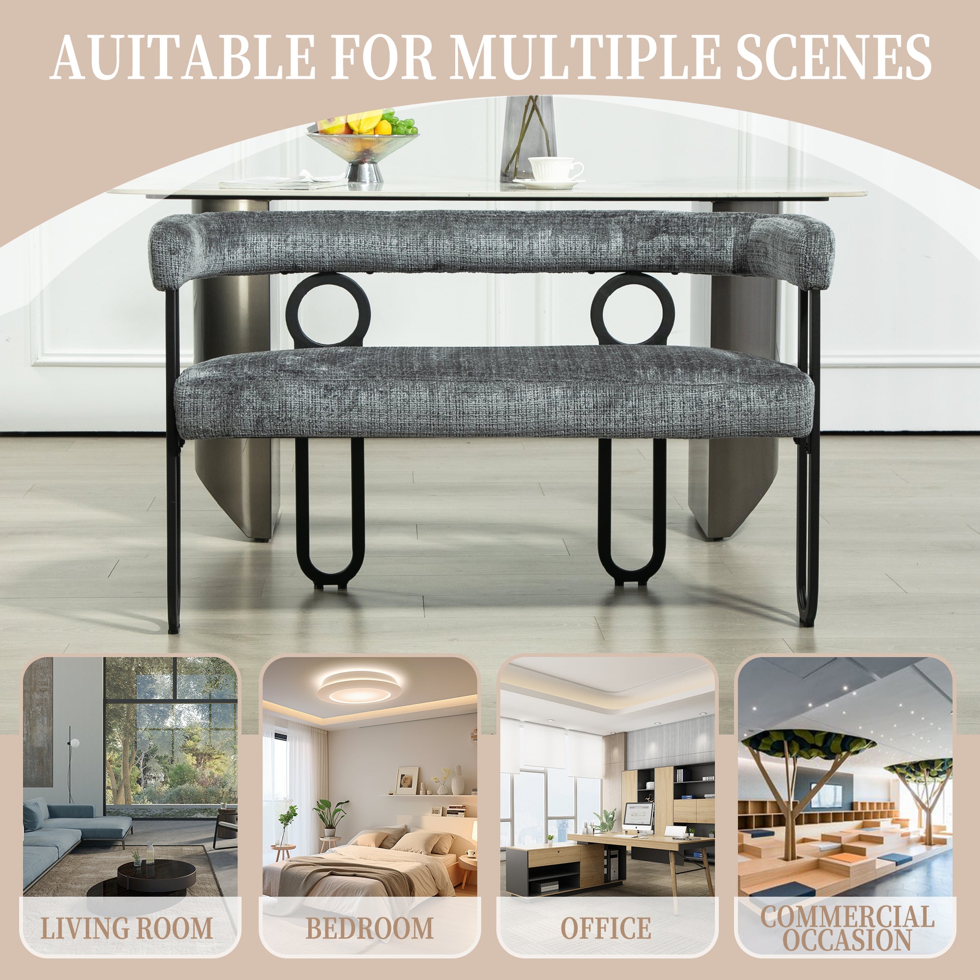 Coolmore Modern Loveseat 2 Seater Sofa Chenille Fabric Couch With Arms And Metal Legs For Living Room, Home Office, Studio Gray Chenille Gray Primary Living Space Soft Foam Chenille