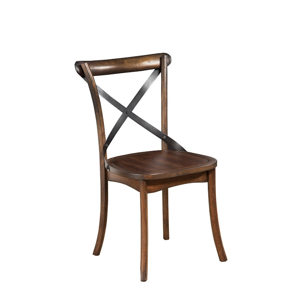 Convenient Metal Accented Side Chairs In Rubberwood Set Of 2 Brown Brown Wood