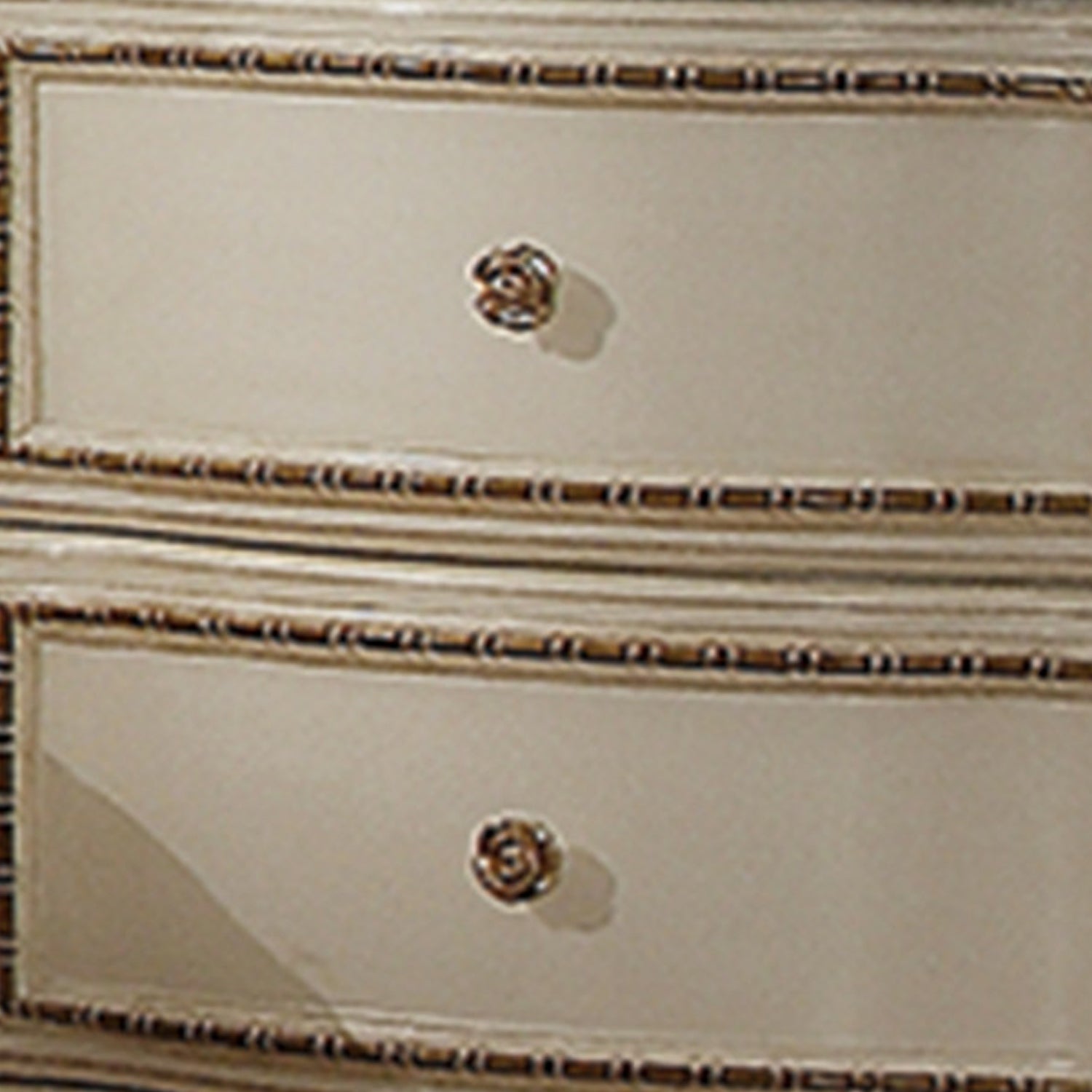 Two Drawer Nightstand With Carved Details And Cabriole Legs, Antique Pearl White Wood