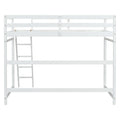 Twin Size High Loft Bed With Inclined Ladder, Guardrails,White Twin White American Design Pine