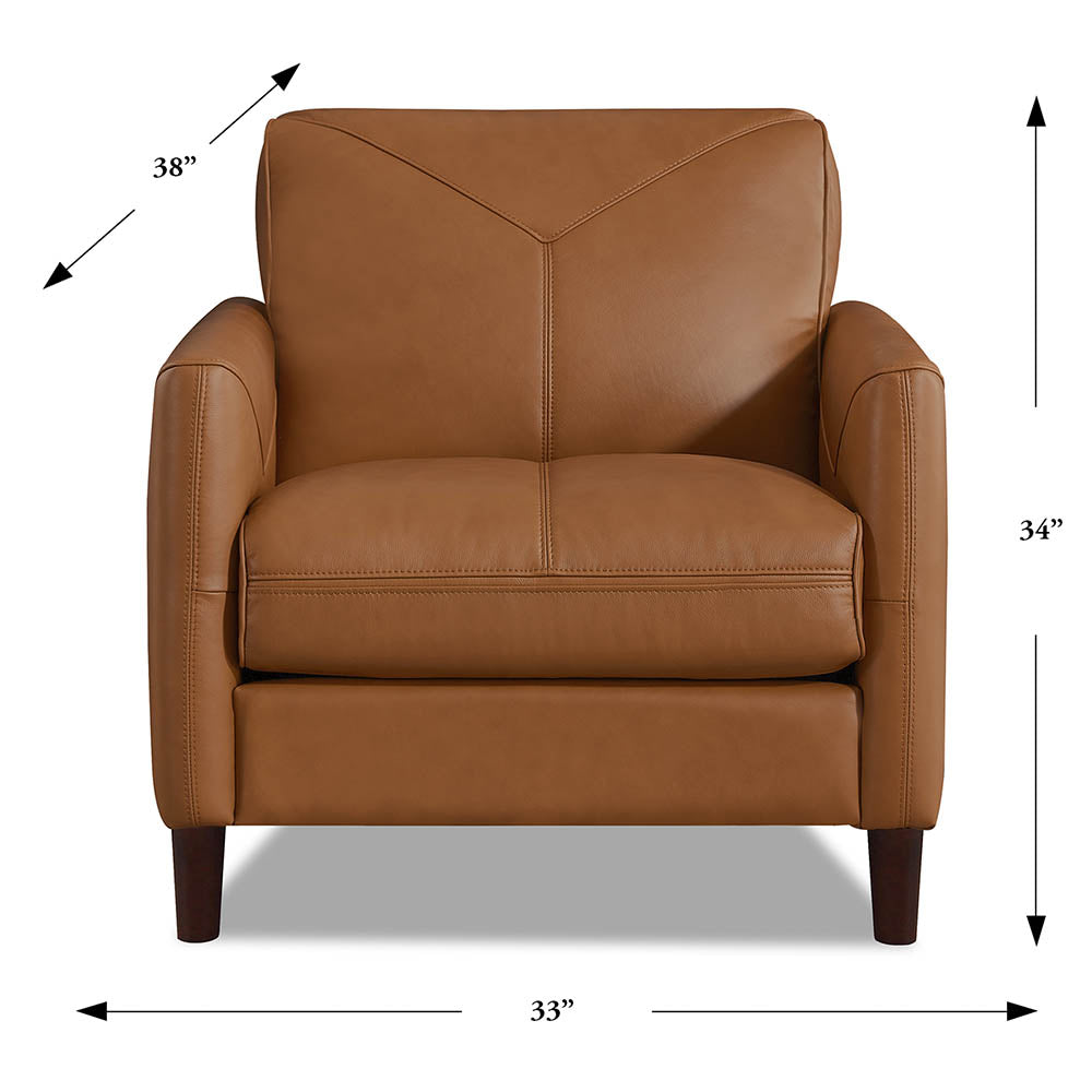 Yorkdale Leather Chair Cognac Down Filling Genuine Leather