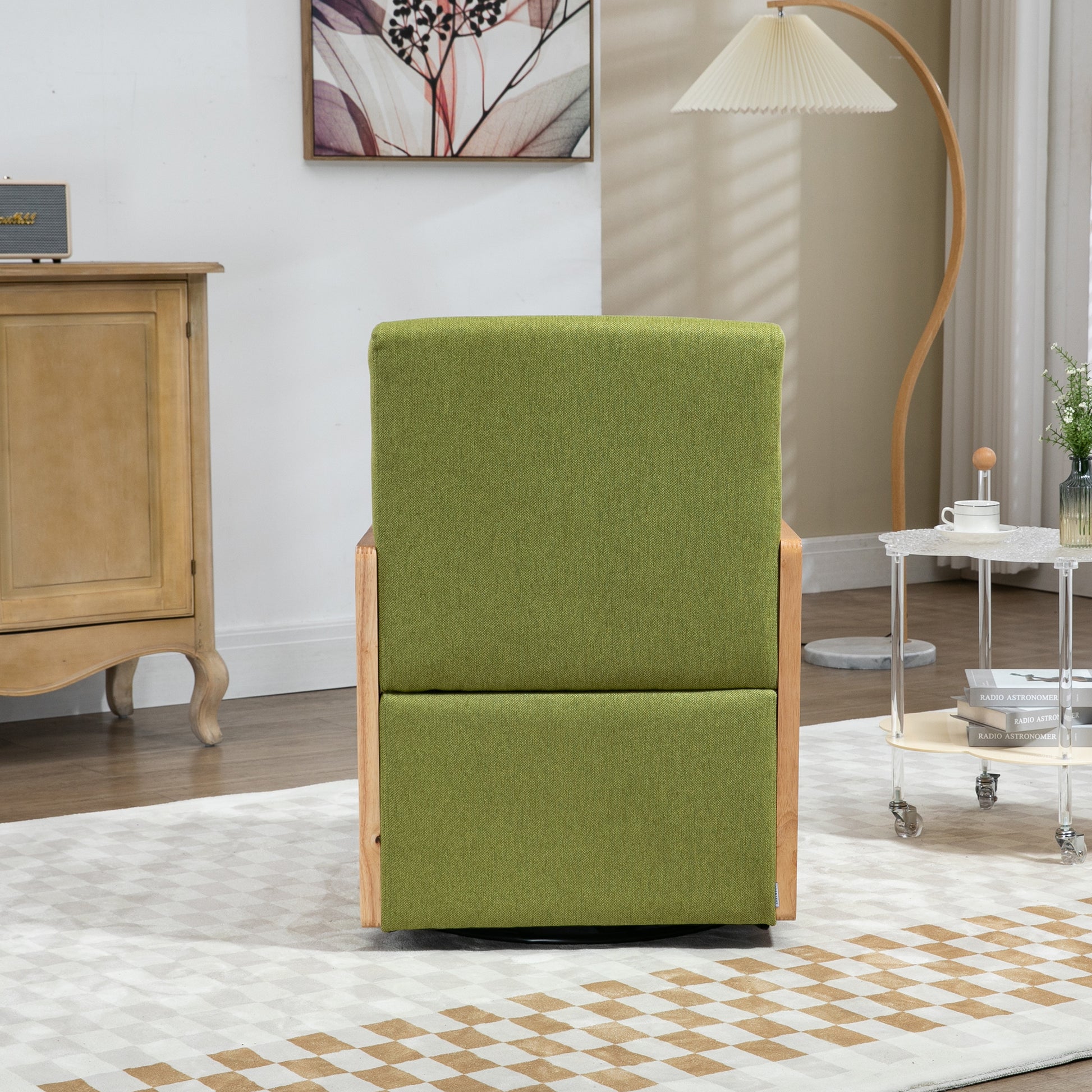 Coolmore 360 Degree Swivel Barrel Club Chair With One Pillow,Modern Comfortable Upholstered Accent Chair,Linen Accent Chair For Living Room,Bedroom Green Linen Green Primary Living Space Modern Foam Linen