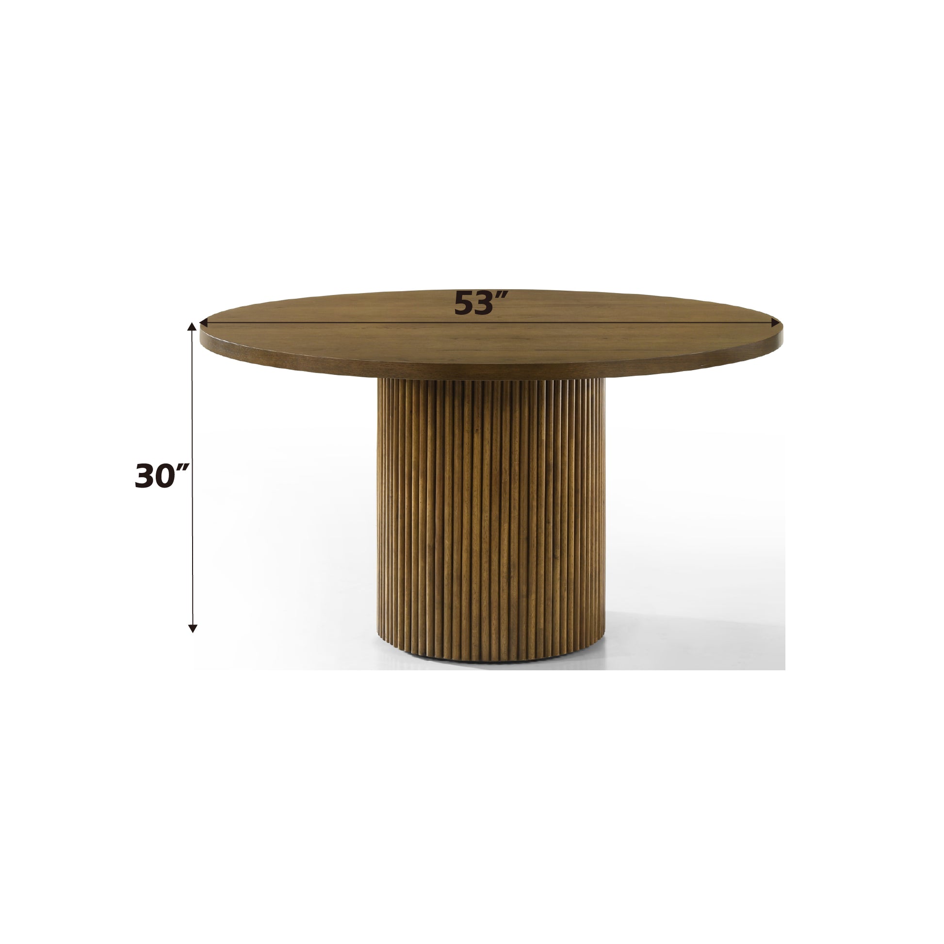 Hezrai Round Dining Table, Walnut Finish Dn02895 Walnut Wood