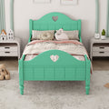 Girl'S Beautiful Princess Bed Macaron Twin Size Toddler Bed With Side Safety Rails And Headboard And Footboard, Seasoft Green Twin Green Solid Wood Mdf