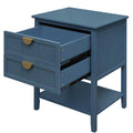 2 Drawer Side Table,American Style, End Table,Suitable For Bedroom, Living Room, Study Blue Mdf