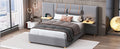 Full Size Upholstered Platform Bed With Two Outlets And Usb Charging Ports On Both Sides, Two Bedside Pillows, Storage Shelf, Velvet,Gray Full Gray Mdf Lvl