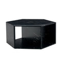 Hexagonal Mdf Coffee Table, Characteristic Pattern Stickers, Multi Hole Design To Give More Storage Space, Simple And Convenient Design Makes It Suitable For All Kinds Of Style Scenes. Black Mdf