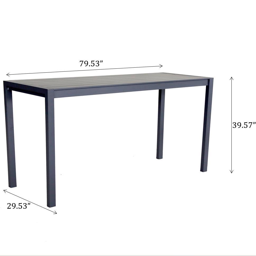 Premium Aluminum Rectangular Bar Table - Pewter