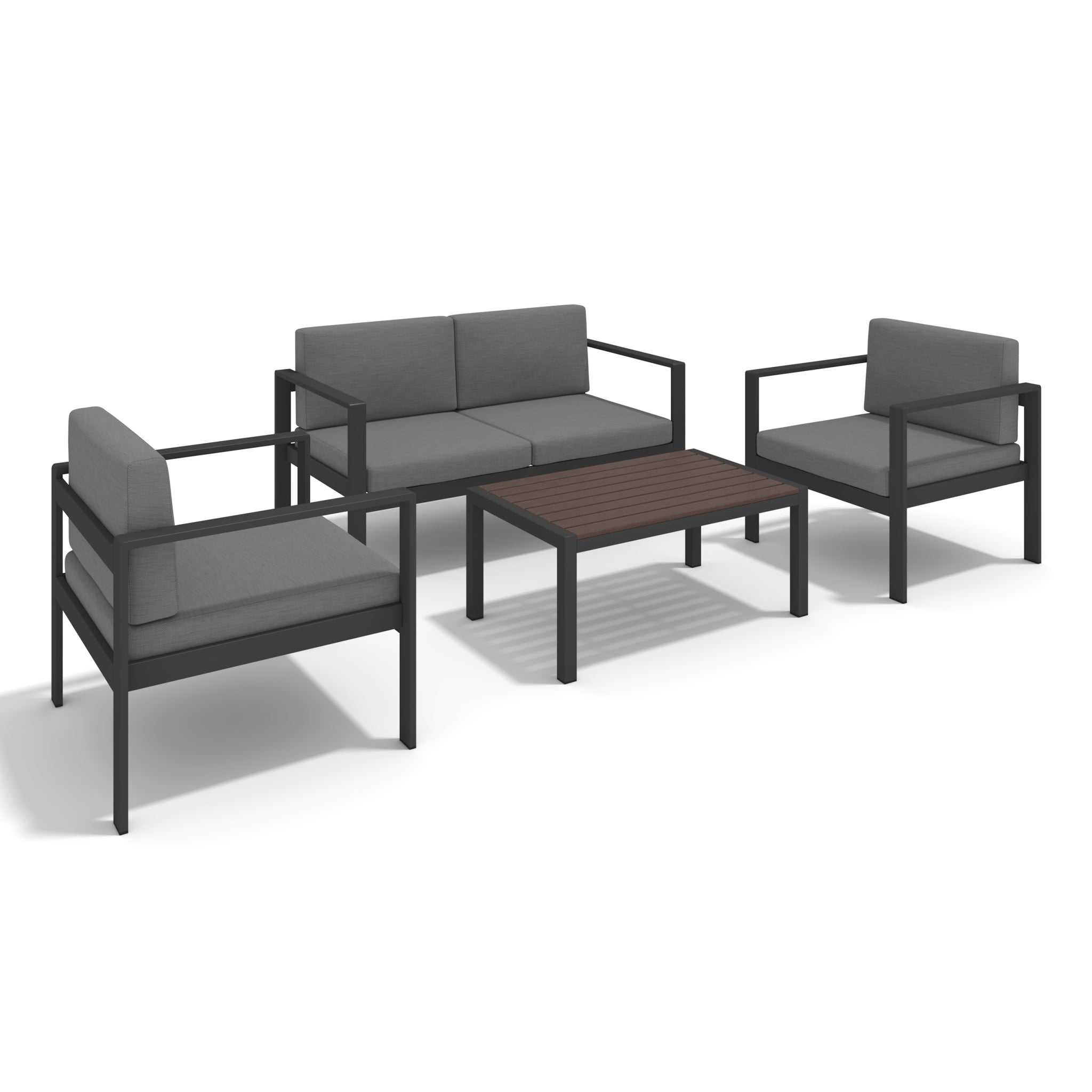 Aluminum Modern 4 Piece Sofa Seating Group For Patio yes-complete patio set-black-mildew resistant