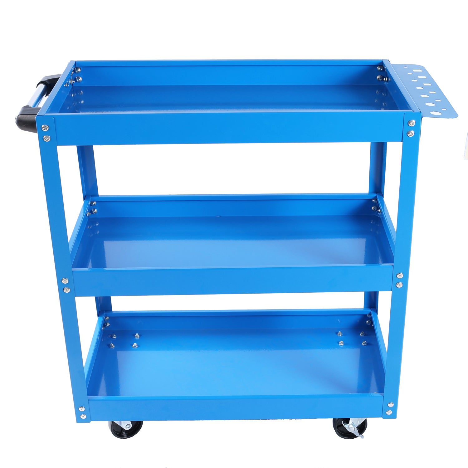 Tool Cart On Wheels, 3 Tier Rolling Mechanic Tool Cart, Heavy Duty Steel Utility Cart W Lockable Wheels, 450 Lbs Capacity Industrial Service Cart For Garage, Warehouse, Workshop Blue Blue Abs Steel