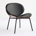 Mid Century Modern Shell Chair Single Side Chair Tripod Black Leather Lounge Chair In Walnut Finish Comfortable Backrest,Black Color,Sw1871Bk Black Primary Living Space American Design Foam Pu