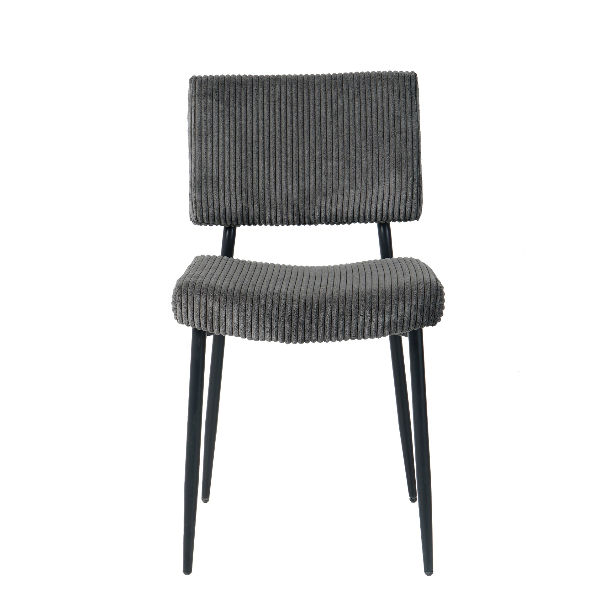 Modern Grey Simple Velvet Dining Chair Fabric Upholstered Chair Family Bedroom Stool Back Dressing, Black Round Table Set, Chair Black Metal Legs Set Of 3 Black Mdf