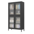 Classic Metal Storage Cabinet Display Cabinet With 4 Glass Doors 4 Shelves Cabinet Freestanding Bookcase Side Cabinet For Home Office Living Room Kitchen Hallway Black, Begonia Flower Tempered Glass Freestanding 3 4 Shelves Glass Pane Black Kitchen Glass