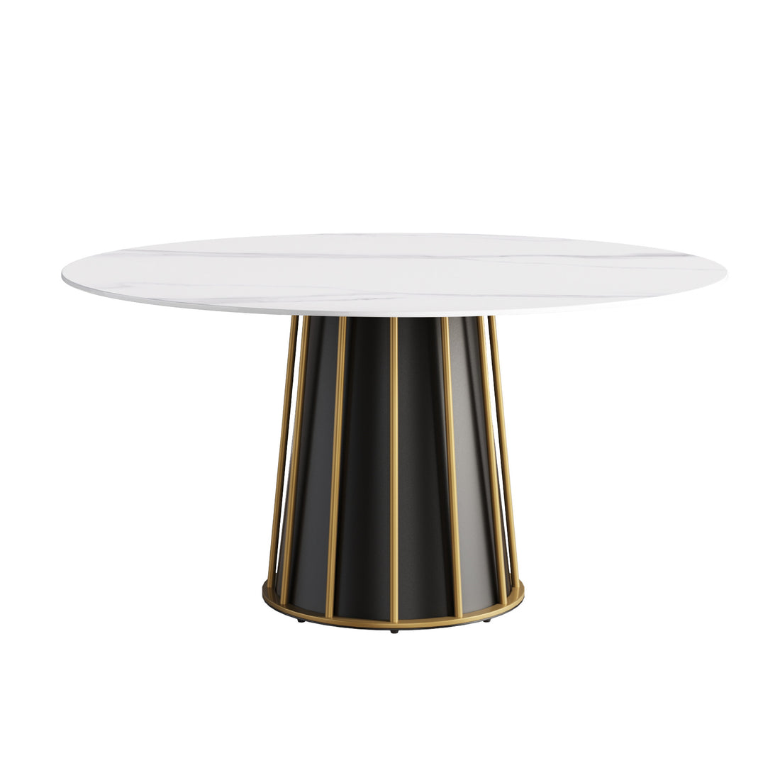 59.05 "Modern white artificial stone round dining white-dining room-plywood-sintered stone