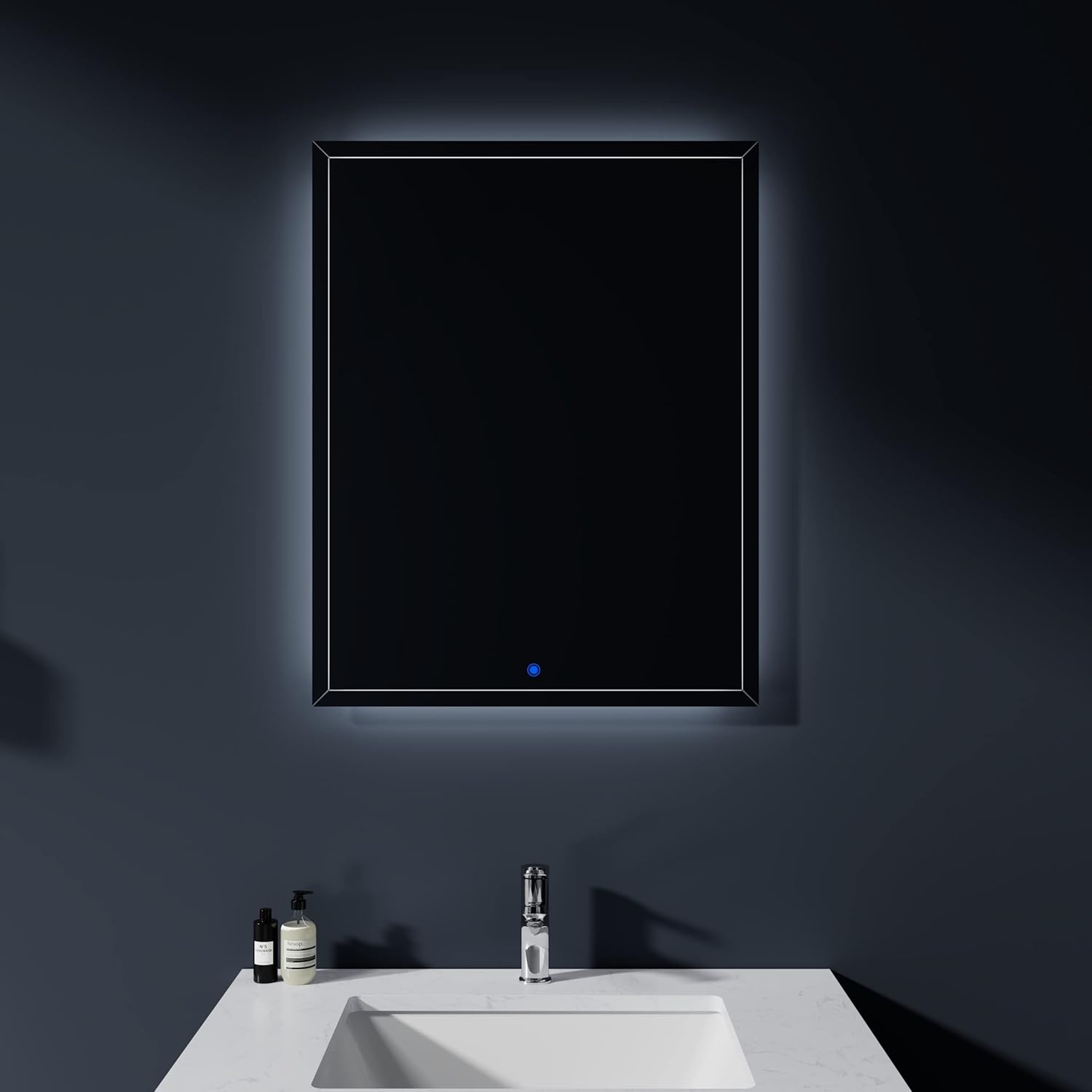 29" X 30" Led Lighted Bathroom Mirror Wall Mounted Vanity Mirror With Smart Touch Button, Ip54 Waterproof, 8000K Vanity Mirror With Lights Silver Glass