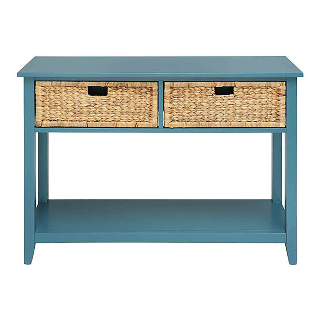 Teal Console Table With Bottom Shelf Teal Primary Living Space Drawers Rectangular Wood