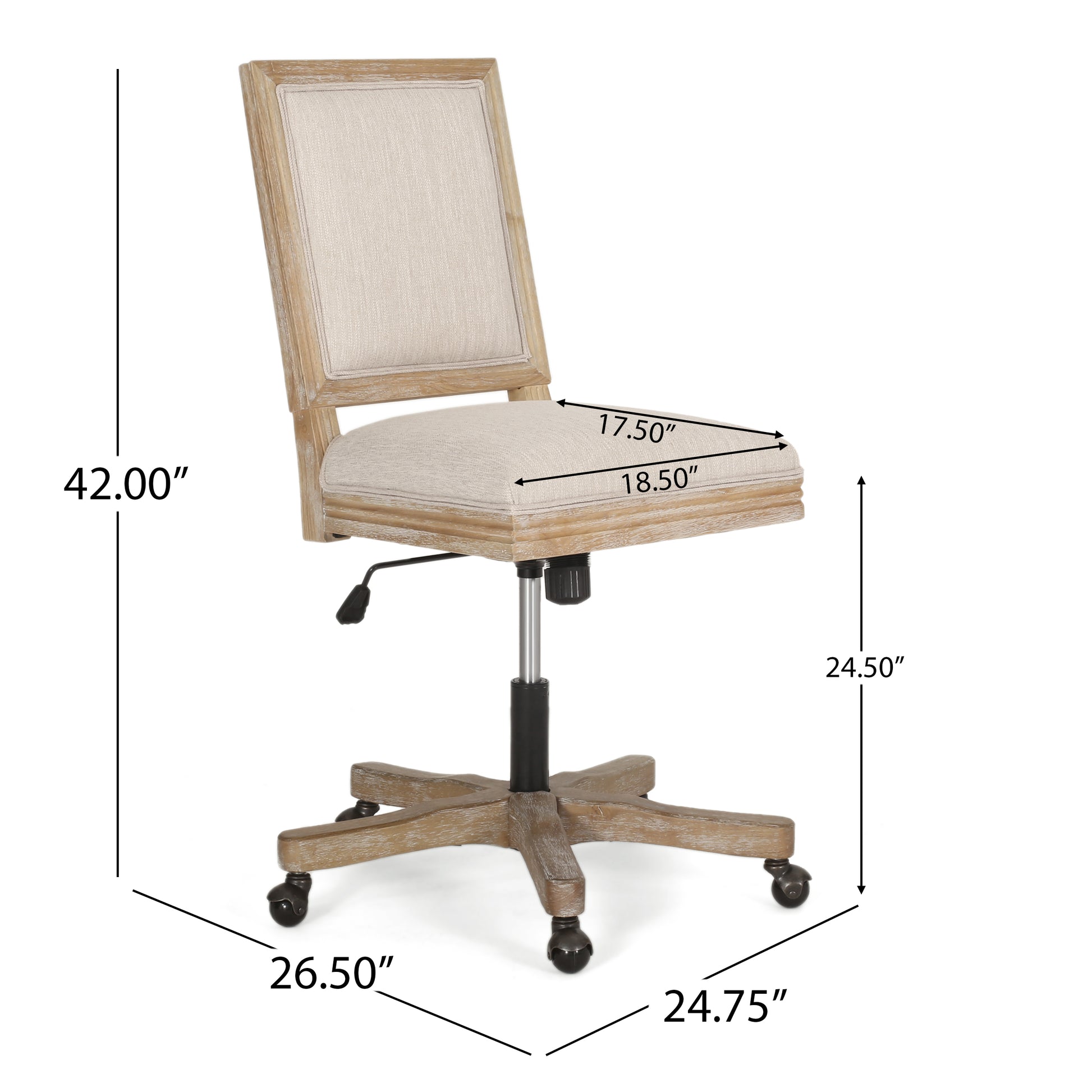 Swivel&Lift Office Chair Beige Natural Fabric