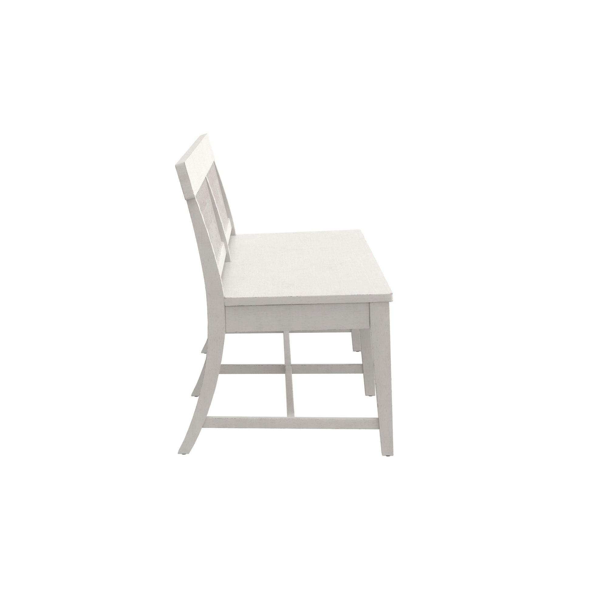 Haidel White Dining Bench White Solid Wood