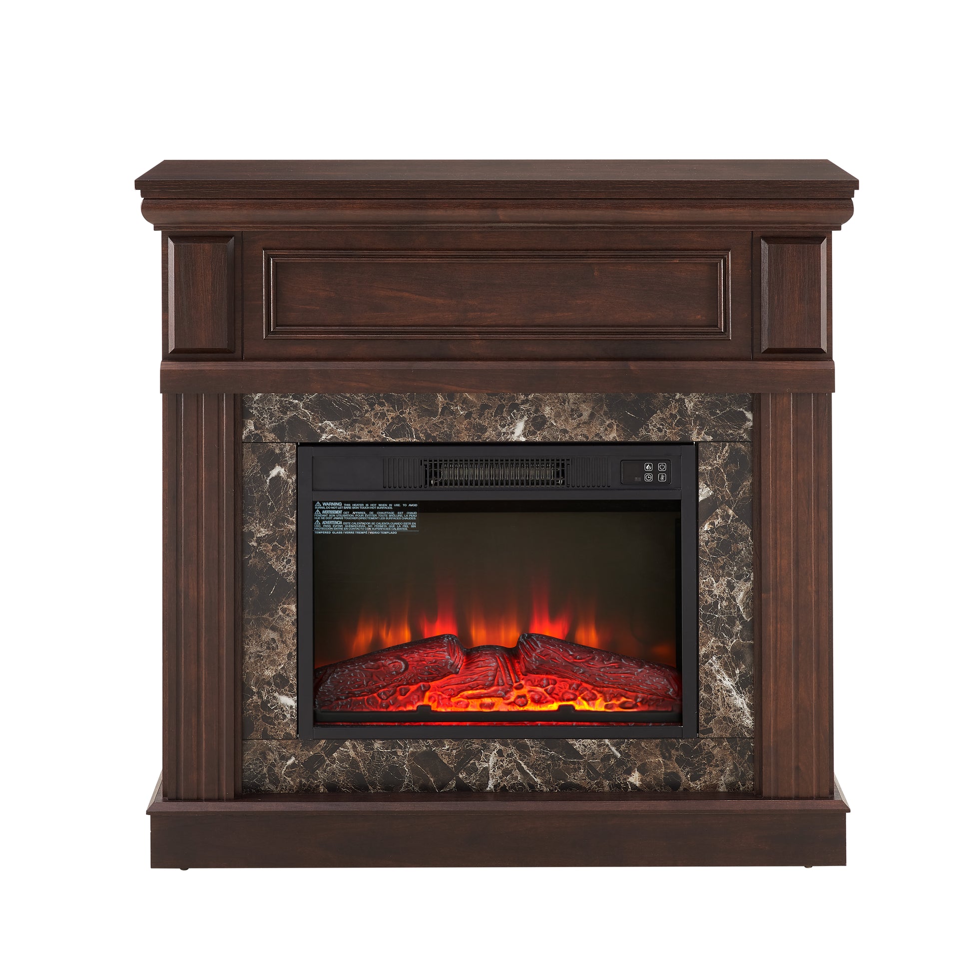 Electric Fireplace With Mantel,Fireplace Mantel Surround With 23" Fireplace Insert, Adjustable Flame, Remote Control, Cherry,41.34"W*14"D*40"H Cherry Mdf
