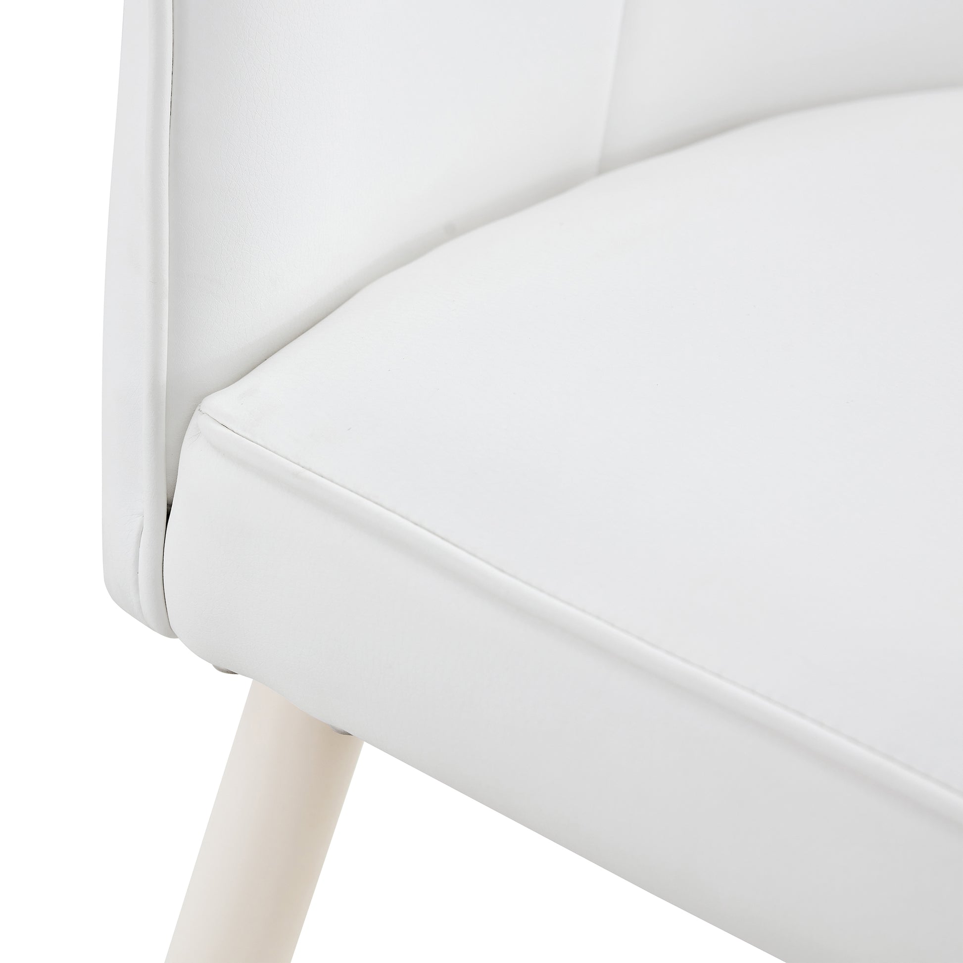 Modern Minimalist Dining Chair, White Pu Leather Curved Back And Seat Cushion, White Metal Chair Legs, Suitable For Dining Room, Bedroom, Living Room. A Set Of 2 Chairs. 008 White Pu