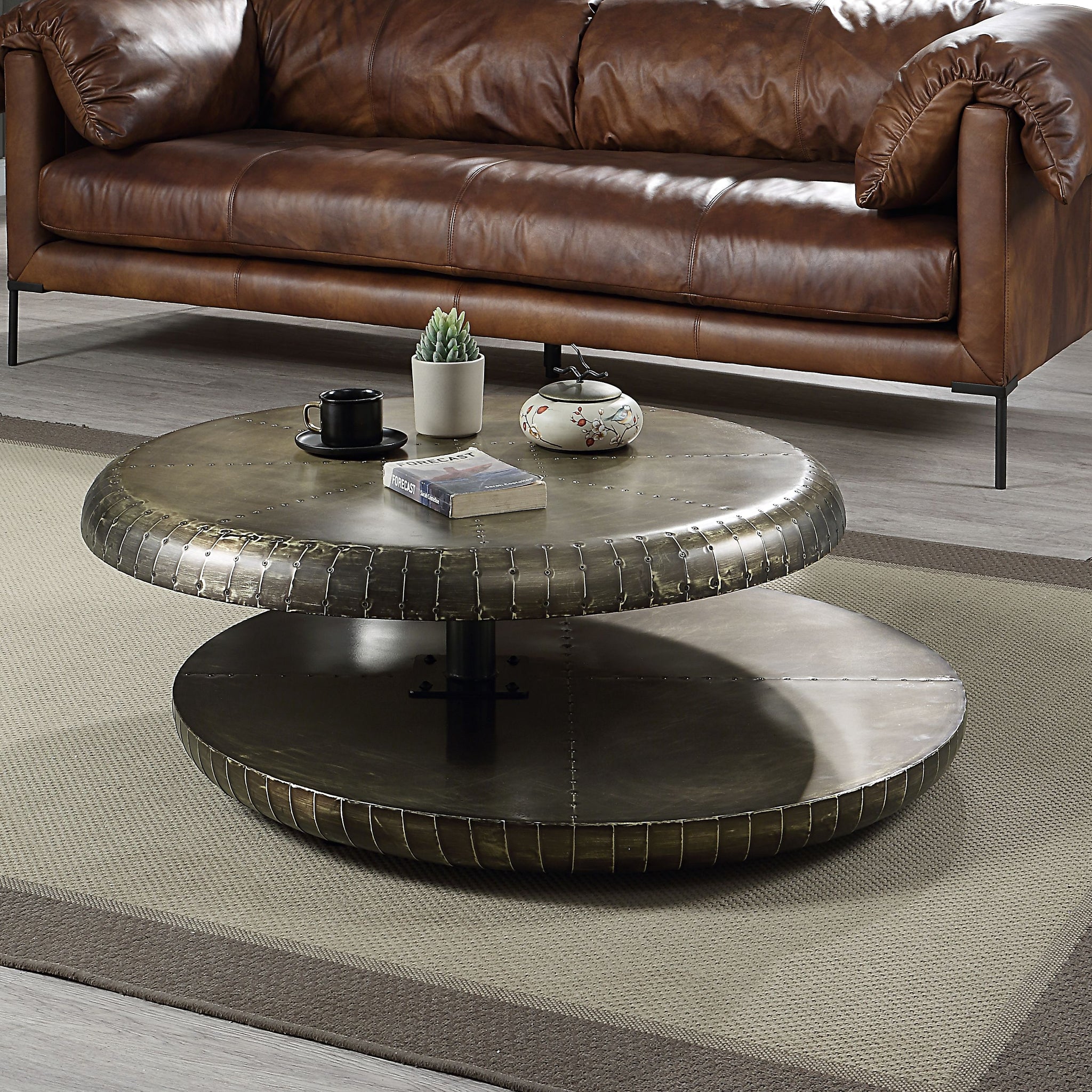 Brancaster Coffee Table, Bronze Aluminum Finish Lv02595 Bronze Wood Metal