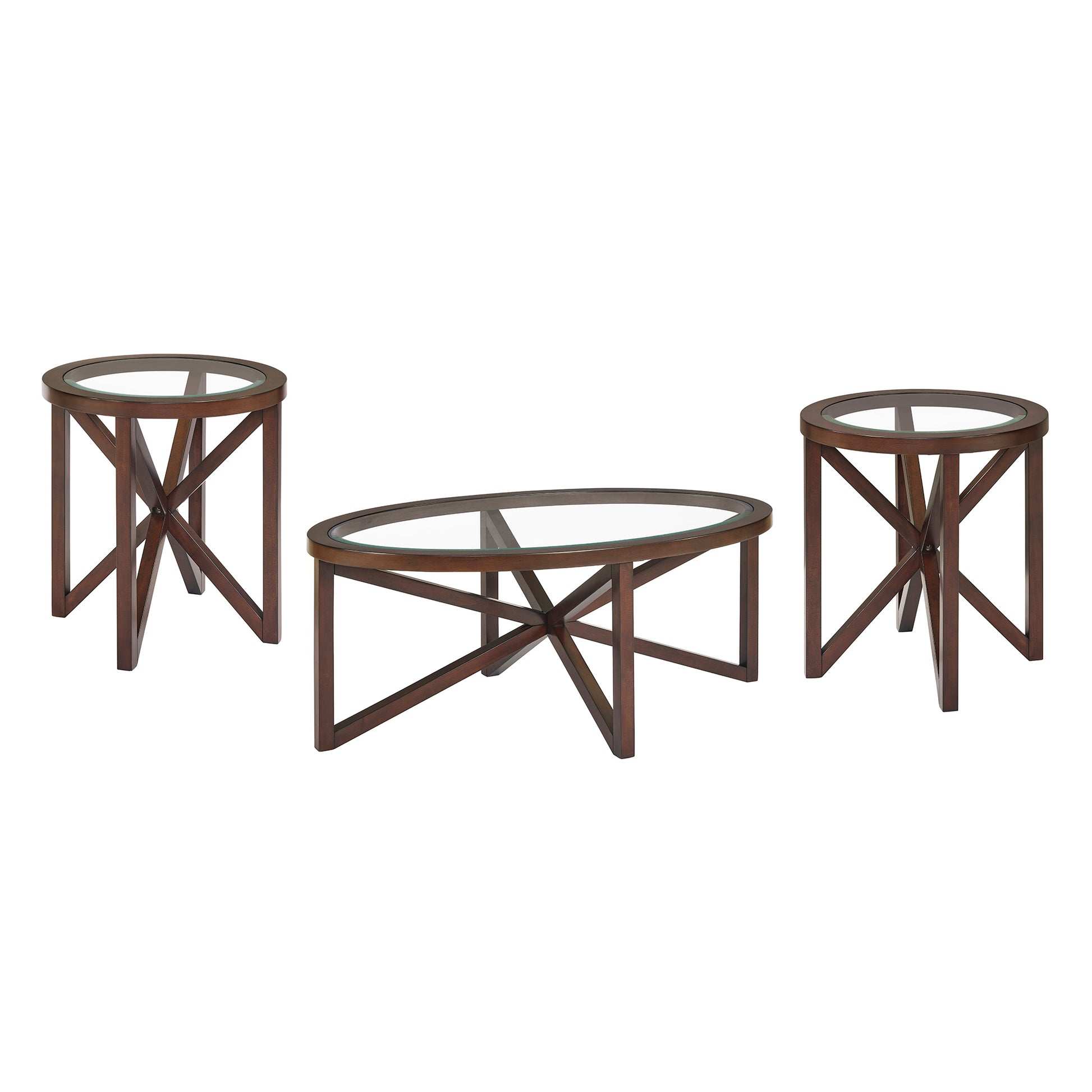 Modern Simple Glass Coffee Table, Tempered Glass Coffee Table Solid Wood Base Round Transparent Glass Top Modern Living Room Terrace Study Coffee Table Cherry Wood Glass