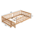 Full Size Floor Bed With Door,Solid Wood Platform Bed Frame With Fence,Suitable For Children,Pine Wood,Natural Full Natural Wood