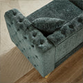 60 Inch Chenille Pull Buckle Design Sofa For Living Room,Buttons Tufted With Copper Nail Decoration Armrest, Modern Couch Upholstered Button And Metal Legs Green Foam Chenille 2 Seat