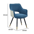 Eden 23 Inch Modern Dining Chair, White Fabric, Blue Metal Legs, Set Of 2 Blue Fabric Metal