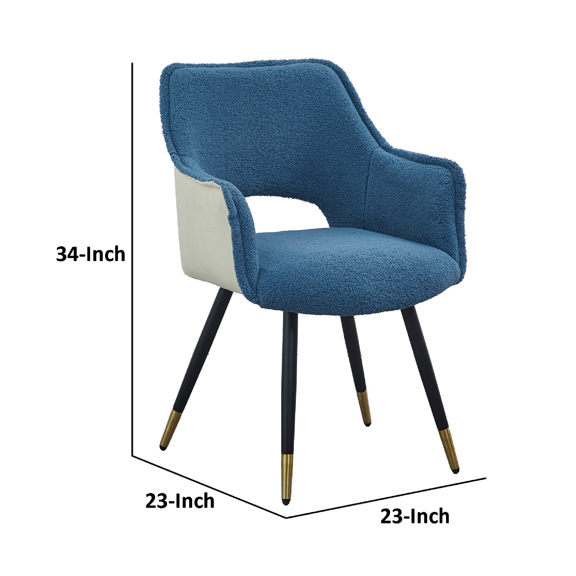 Eden 23 Inch Modern Dining Chair, White Fabric, Blue Metal Legs, Set Of 2 Blue Fabric Metal