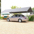 Outsunny 10'X20' Carport Heavy Duty Galvanized Car Canopy With Included Anchor Kit, 3 Reinforced Steel Cables, Grey Grey Steel