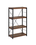 Weathered Oak And Black 3 Shelf Bookcase 4 Black Brown Horizontal Primary Living Space Open Back Wood Metal