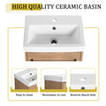 18'' Floating Wall Mounted Bathroom Vanity With Ceramic Sink & Soft Close Cabinet Door, For Small Bathroom Imitative Oak Bathroom Modern Plywood