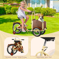 Foldable Tricycle For Kids Ages 6 12,Mini Cargo Bike,Pet Bike,Reverse Tricycle,Outdoor Parent Child Bike For Travel,With Cargo Basket And Training Wheels. Beige Steel