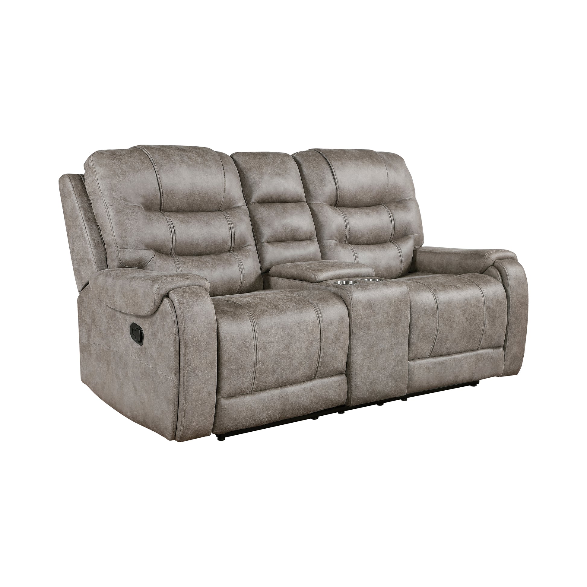 Grayish Brown Modern Reclining Sofa Set 2Pc Sofa Loveseat Plush Seating, Polished Microfiber Upholstery Solid Wood Frame Living Room Furniture Brown Gray Microfiber Wood Primary Living Space Modern Plywood,Solid Wood 5 Seat