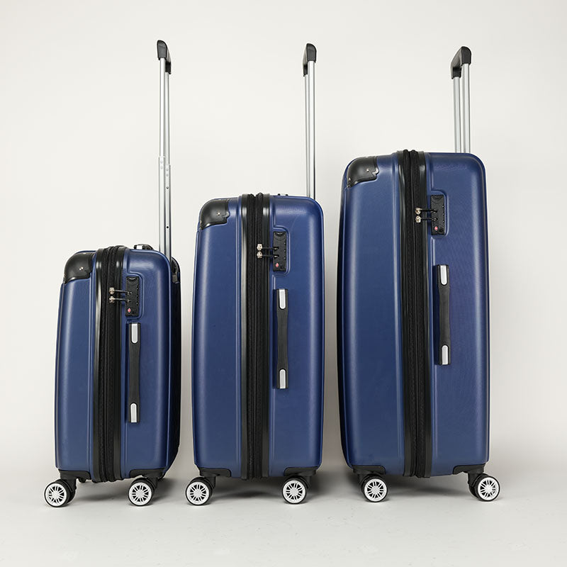 Three Piece Hard Shell Soft Edge Luggage With Rotating Wheels, 360 Degree Rotating Four Wheel Luggage, Lightweight, Suitable For Travel Luggage And Suitcases 20 Inches 26 Inches 30 Inches Blue Abs