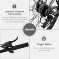 A2757 27 Inch Mountain Bike 21 Speed, Suspension Fork, Aluminum Frame Disc Brake, Mountain Biking For Both Men And Women. Grey American Design Aluminium