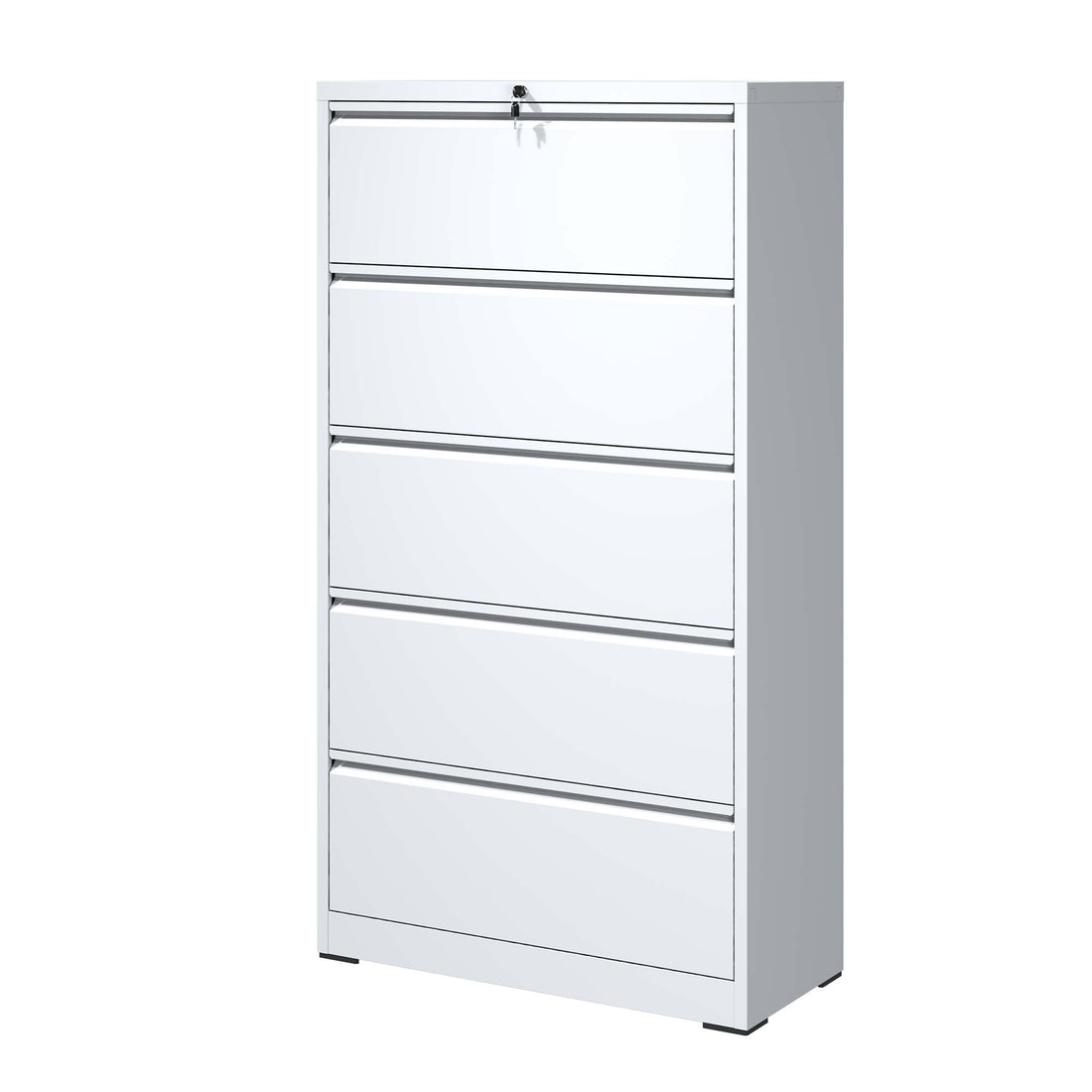 5 Drawer Metal Lateral File Cabinetwhite Filing Cabinet With Lock, Lockable File Cabinet For Home Office, Locking Metal File Cabinet For Legal Letter A4 F4 Size Filing Cabinets 5 Or More Drawers Antique White Office Drawers Included Modern Metal Metal