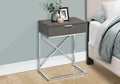 Accent Table, Side, End, Nightstand, Lamp, Storage Drawer, Living Room, Bedroom, Grey Laminate, Chrome Metal, Contemporary, Modern Grey Particle Board