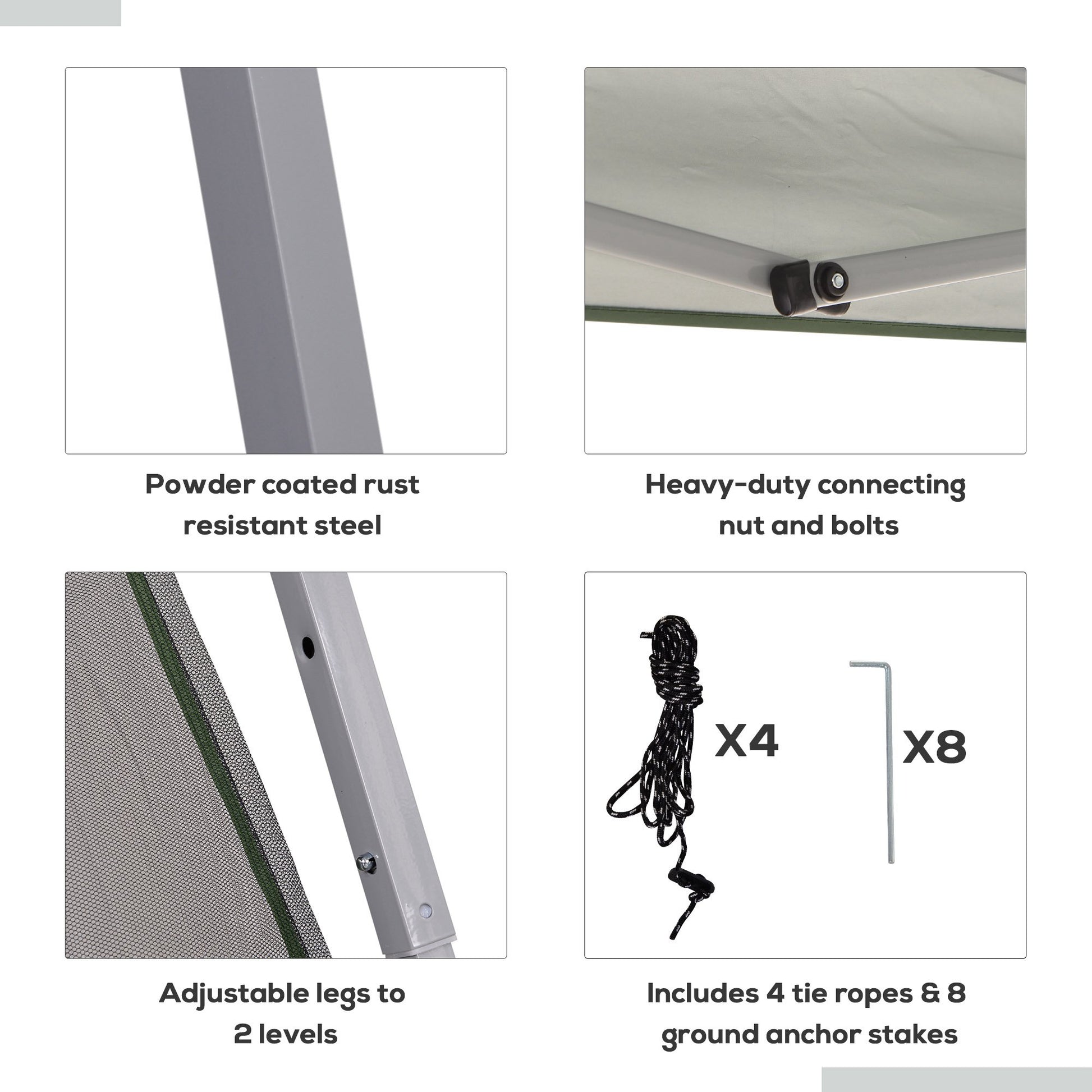 Outsunny Slant Leg Pop Up Canopy Tent With Netting And Carry Bag, Instant Sun Shelter, Tents For Parties, Height Adjustable, For Outdoor, Garden, Patio, 11.5'X11.5' Base 10'X10' Top , Green Green Steel