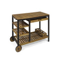 Vivlio Wood Metal Barcart Rustic Metal & Wood