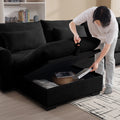 Modern Sofa 2 Seater Corduroy Fabric Sofa With Armrests For Apartment Living Room, Black Black Corduroy 2 Seat