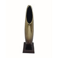 15 Inch Decorative Vase, Aluminum, Vertical Ribbing, Gold And Jet Black Gold Black Aluminium
