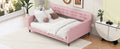 Full Size Upholstered Tufted Daybed With 4 Support Legs, Pink Box Spring Not Required Full Pink Wood Bedroom Daybeds Linen Upholstered