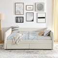 Daybed With Trundle Upholstered Tufted Sofa Bed, With Two Drawers, Queen Size, Boucle Fabric, Beige 88