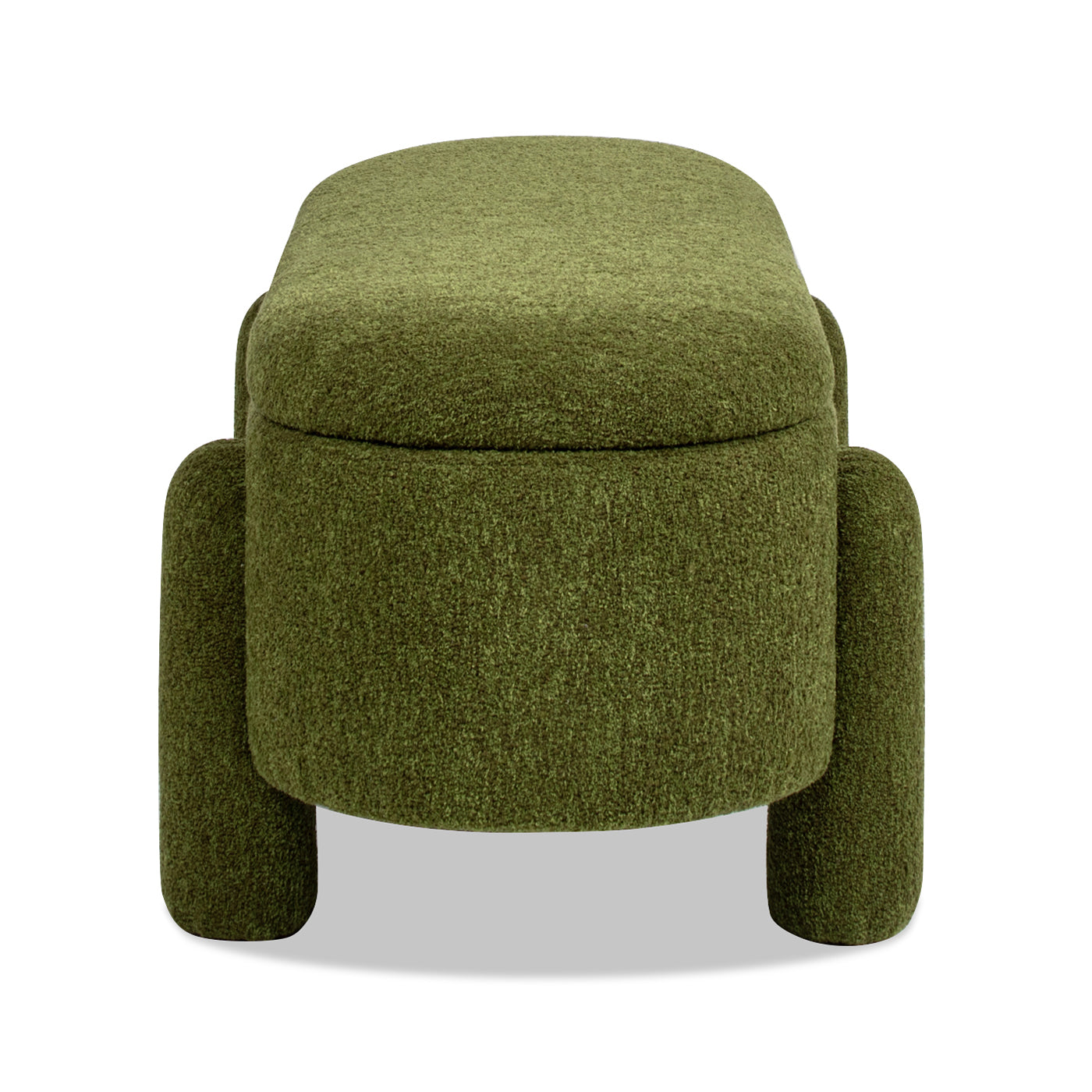 Hugo 49" Oval Fully Upholstered Storage Bench, Moss Green Boucle Green Foam Boucle