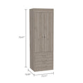 Armoire, Double Door Cabinet, Two Drawers, Metal Handles, Rod, Light Gray Light Gray Solid Wood Mdf Engineered Wood